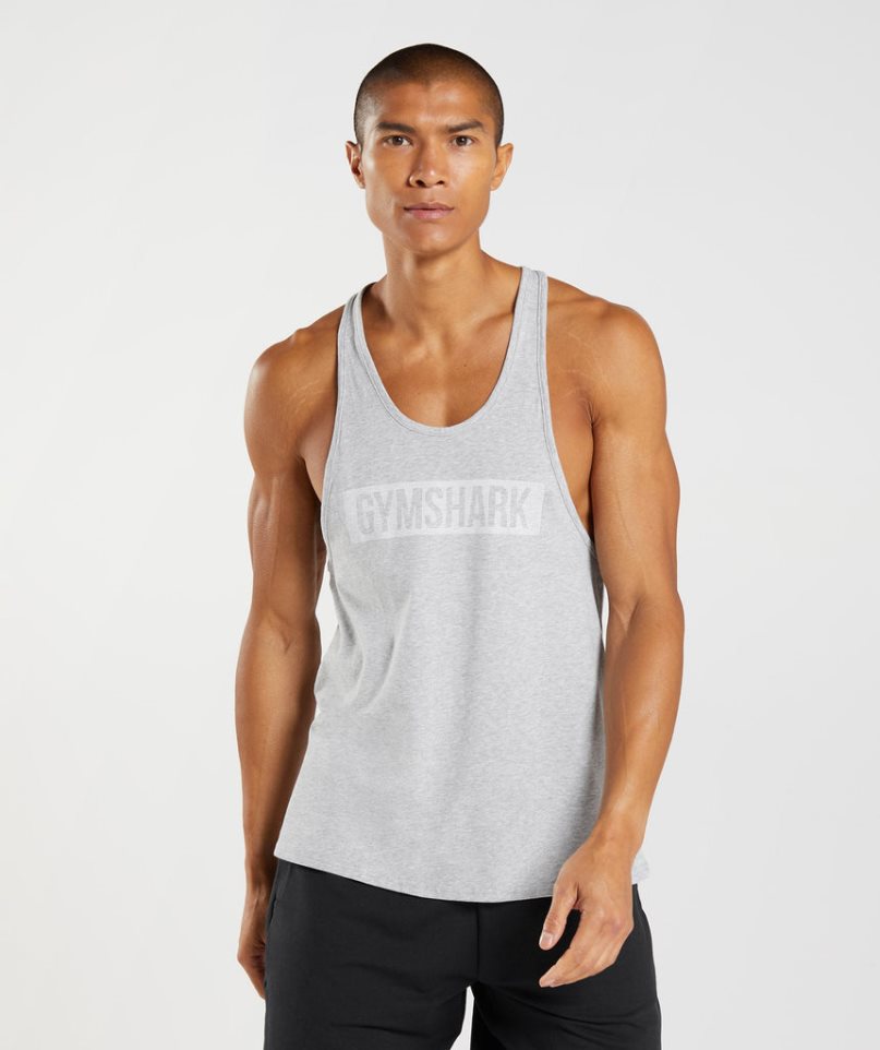 Men\'s Gymshark Block Stringer Tanks Light Grey | CA 7DA015